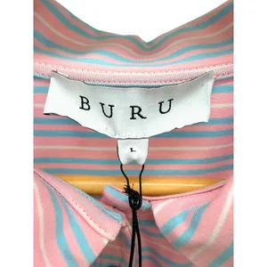 BURU Pastel Striped Puff Sleeve T-Shirt Dress L NWT Preppy Grandmillennial Polo thumbnail 4