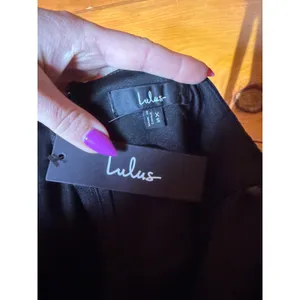 NWT Lulus Radiant Charisma Black Chiffon Ruched Tie-Strap Maxi Dress Wedding XS thumbnail 5