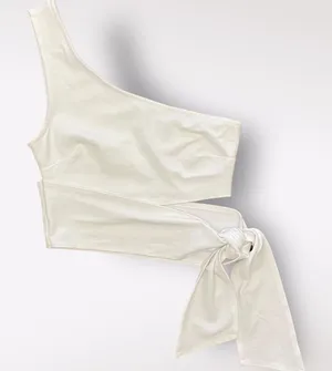 Urban Outfitters‎ White One Shoulder Tie Tank Top Size S thumbnail 1
