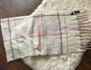 Pastel Tartan Plush Fringe Oversized Scarf thumbnail 1