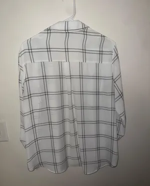 Long Sleeve Button Up Flannel White Size XL thumbnail 3