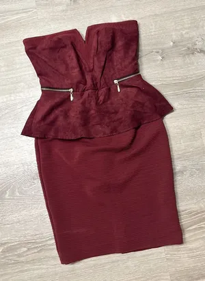 •Venus• Burgundy Peplum Dress thumbnail 1