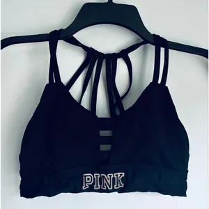 PINK Victoria's Secret Ultimate Sports Bra Bralette Black Strappy XS thumbnail 8