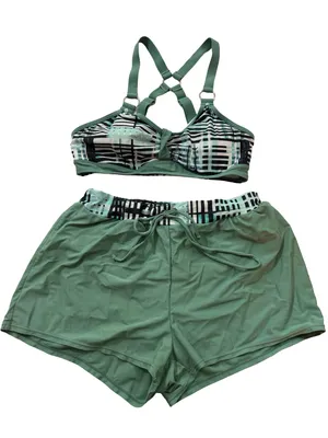 Amazon Brands Sage Green Plaid Cage Strap Bikini Swim Set Strappy Medium Women's thumbnail 1