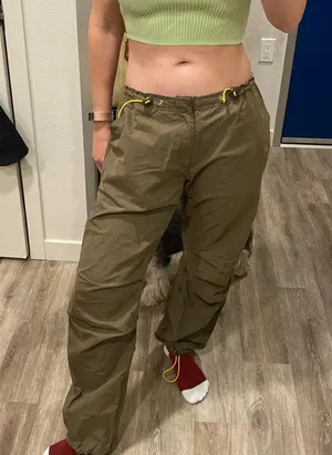 Y2k vintage L.E.I low rise baggy utility cargo pants olive green medium thumbnail 2