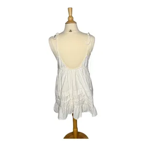Free People Adella Mini Dress Womens Small Ivory White Boho‎ Open Back Button thumbnail 10