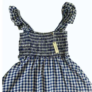 Max Studio London Blue Gingham‎ Smocked Cottagecore Midi Dress NWT M thumbnail 4