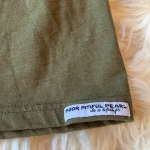 Poor Pitiful Pearl Army Green Cotton Tie Neck Halter Top Handmade Size S. thumbnail 2