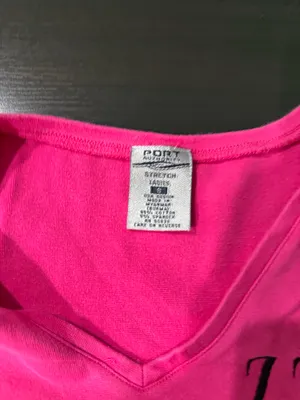 Port Authority Women’s Vintage Hot Pink Zeta Tau Alpha Babydoll V Neck Tee Size Small thumbnail 3