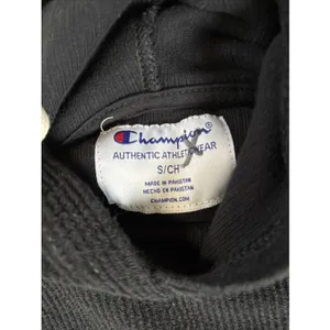 Champion Thermal Hoodie Black Ribbed Athletic Womens Size‎ Small Cropped thumbnail 4