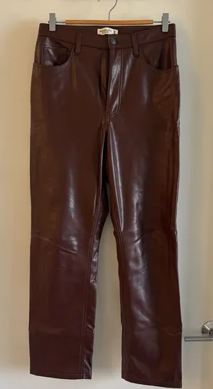 Abercrombie Brown Leather Women Pants thumbnail 1