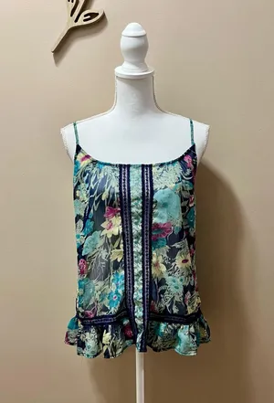 Fire Los Angeles Boho Floral Tank Top Size Medium thumbnail 1