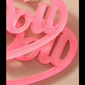 Foxy Glittery Pink “Doll” heart earrings thumbnail 6