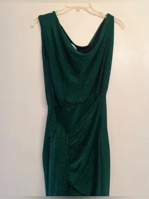 NWT Petal and Pup Midi Santiago Off Shoulder emerald metallic green dress size S thumbnail 7