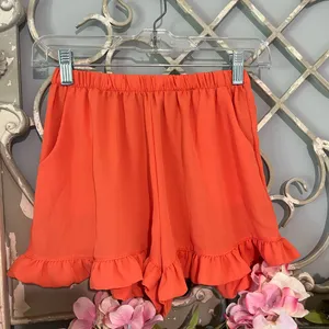 Tyche Shorts Bloomer Elastic Waist Ruffle Womens Small Flirty Pumpkin Orange thumbnail 5