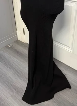 miss lola black ribbed cutout halter maxi dress size s 🖤 thumbnail 8