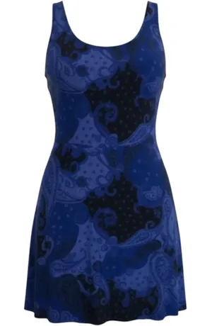 Express Blue Paisley Dress Women Size L thumbnail 1