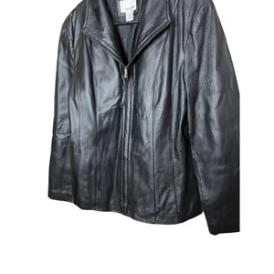 Vintage East 5th Black Genuine Leather Zipper Front‎ Jacket Women's Medium thumbnail 3