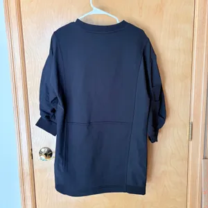 Daily Practice Anthropologie Sweatshirt Dress Women S Black‎ Puff Sleeve Pleated thumbnail 2