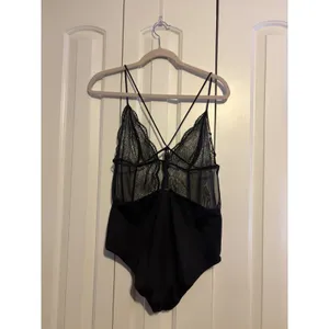 Calvin Klein Black Lace Mesh Strappy Teddy Bodysuit L XL thumbnail 2