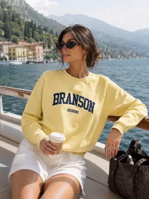 NEW Boutique Branson Yellow Sweatshirt Top Size S/M thumbnail 1