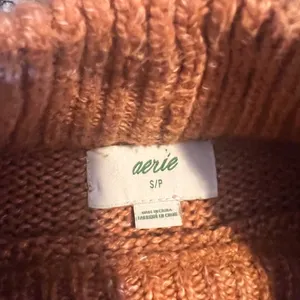 Aerie Mock Neck Ribbed Sweater Rust Orange Speckled‎ Knit Cozy Pullover S P thumbnail 2