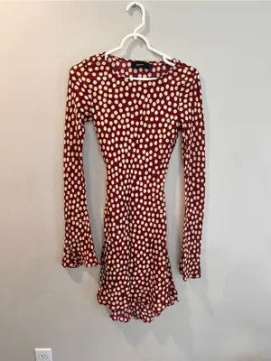 Realisation Par The Brigitte Bell Sleeve Flippy Mini Dress In Plum Size XS thumbnail 4