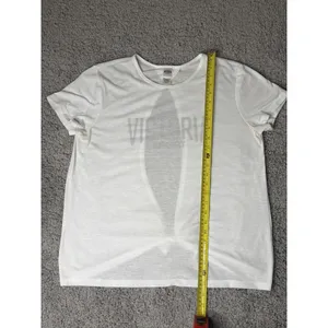 Victoria Sport Womens Large White Short Sleeve Logo Crew Neck Athletic T-Shirt thumbnail 3