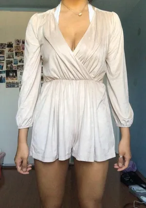 Tan Velvet Romper thumbnail 1