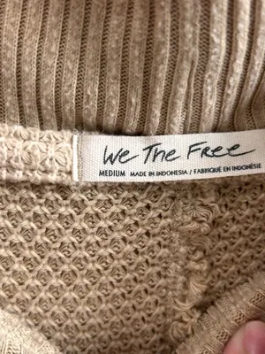 Free People We The Free She's A Keeper Thermal Knit Tunic Top Winter Wheat M thumbnail 6