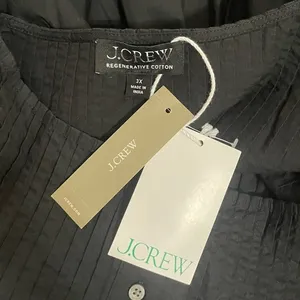 NWT!! J. CREW Pintuck Peplum Top Blouse Solid Black Cotton‎ Poplin Pleated 3X thumbnail 11