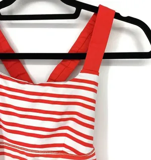 Lululemon Tank Top Women's Size 4 Track & Train Twin Stripe Love Red White *READ thumbnail 2