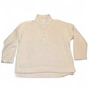 Aerie Women’s Large Sherpa Fleece Quarter Snap Pullover Ivory Cream Cozy Teddy J thumbnail 1