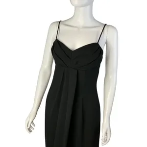 Roberta Black Draped Maxi Dress Sweetheart Neckline Spaghetti Strap Formal Gown thumbnail 3