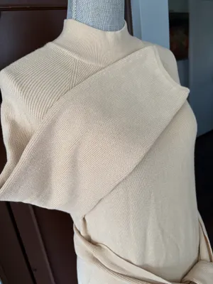 SNDYS tied up mock neck knit tunic dress in sand thumbnail 6