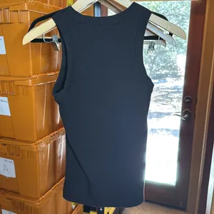 Savvi Sophia Black Ribbed Tank Top High Neck Racerback Fitted Size Small thumbnail 6