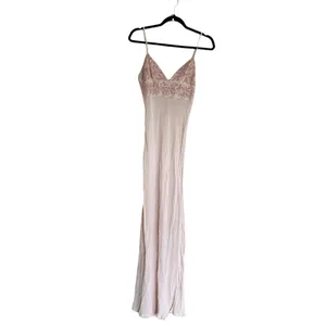 New Free People Midnight Magic Maxi Slip Dress Pink Beaded Lace Trim thumbnail 10