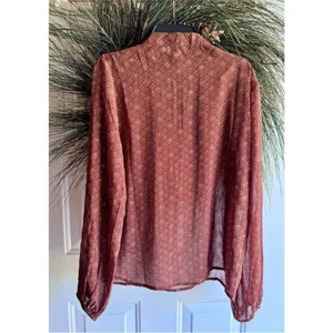 Molly Bracken western long sleeve sheer tie neck high neck ruffle blouse small thumbnail 6
