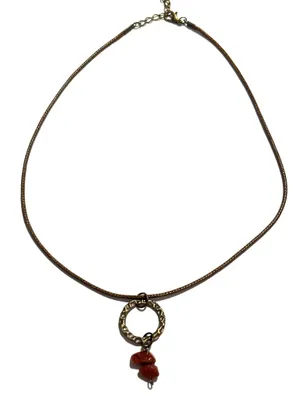 Brown cord Necklace with lobster hook clasp and goldstone beads thumbnail 2