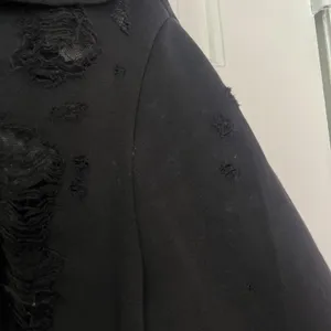 True Religion Full Zip Up Distressed Destroy Hoodie Black Ripped Mesh Goth Emo thumbnail 4