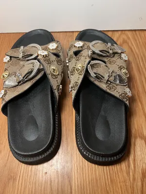 Jin Duo Sandals Womens Size 10 Brown Floral Buckle Slide Platform Shoes thumbnail 10