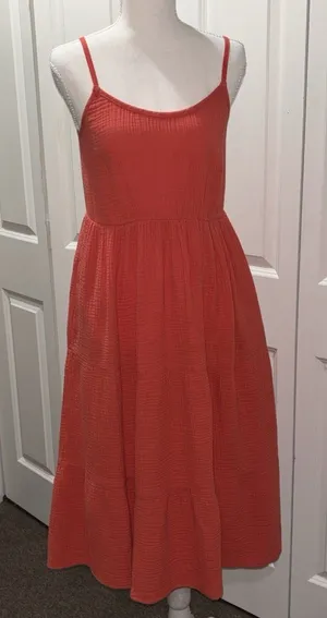 Women's Magaschoni Peach Casual Dress 100% Organic Cotton Sleeveless Midi Size thumbnail 1