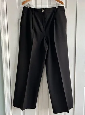 Tommy Hilfiger Women's Black Full Length Wide Leg trousers Size 14 thumbnail 1