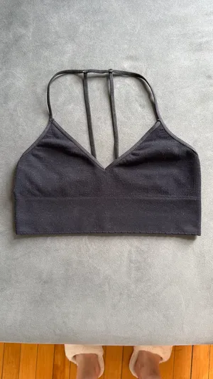 Anthropologie Black Cotton Longline Bralette thumbnail 3