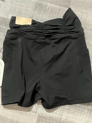 Ruched High-Waist Black Bike Shorts thumbnail 4