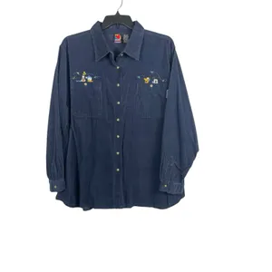 Vintage Mickey Characters Corduroy Button Up Shirt Disney Embroidered Plus 26W thumbnail 2