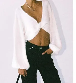 Princess Polly THE‎ HENRIK CROPPED SWEATER White thumbnail 2
