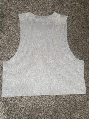 Aerie Women's Ribbed Crewneck Cropped Tank Top in Heather Gray thumbnail 2