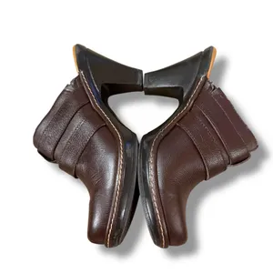 Bjorndal Juliana Brown Leather Slip‎ On Buckle Heeled Mules Sz 6.5 thumbnail 3