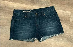 Madewell Ladies Perfect Jean Denim Blue Shorts Distressed Size 28 [100% cotton] thumbnail 1